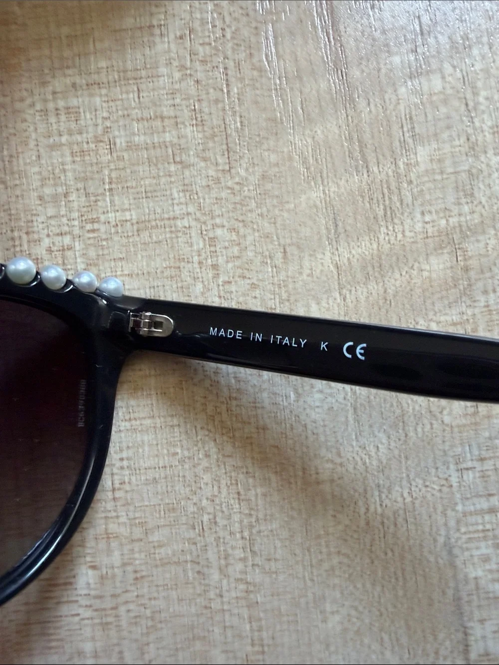 CHANEL Black Pearl-Trim Cat Eye Sunglasses